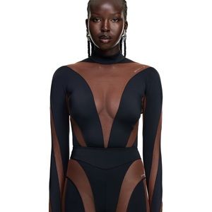 MUGLER X HM XL BODYSUIT NWT brown